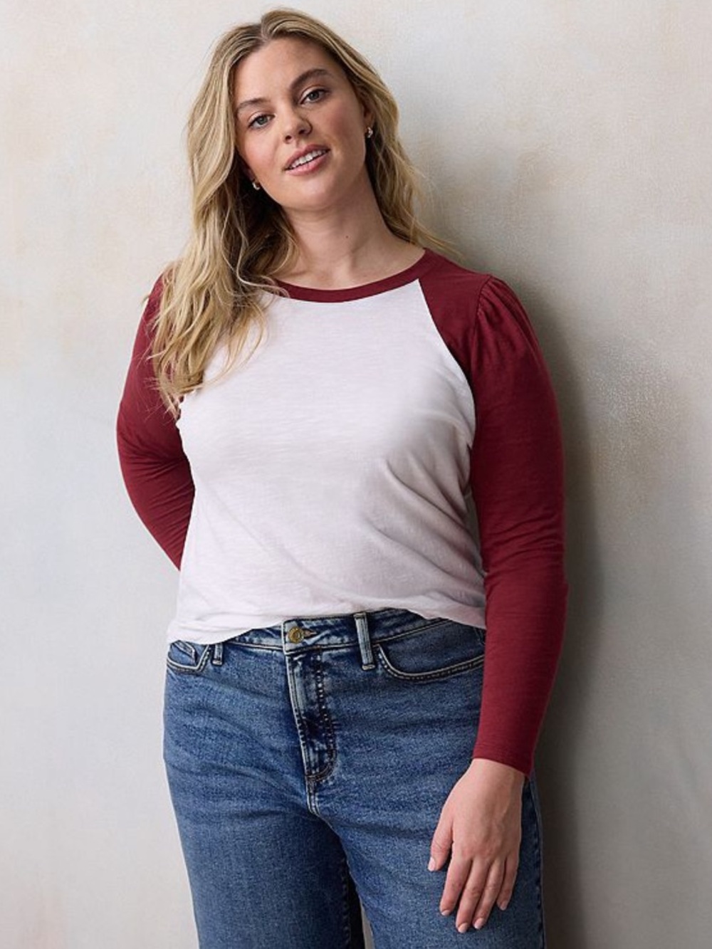 NWT LC Lauren Conrad berry magnolia long sleeve raglan tee size 1X